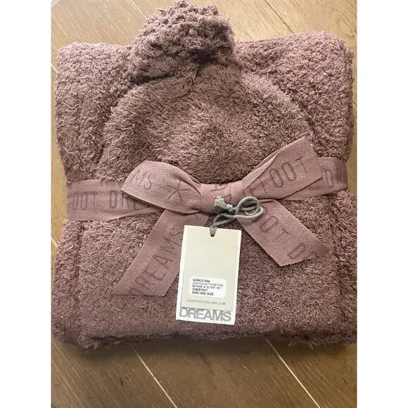 NWT Barefoot Dreams Cozy Chic Pom Pom Beanie and scarf Set  display picture 1